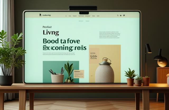 Modern and clean website design project for EcoLiving store, showing home page layout on a screen