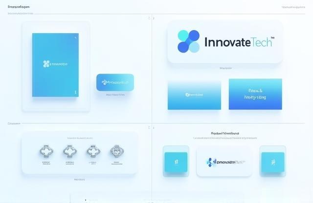 Comprehensive brand identity project for InnovateTech company, showing logo, colors, and typography