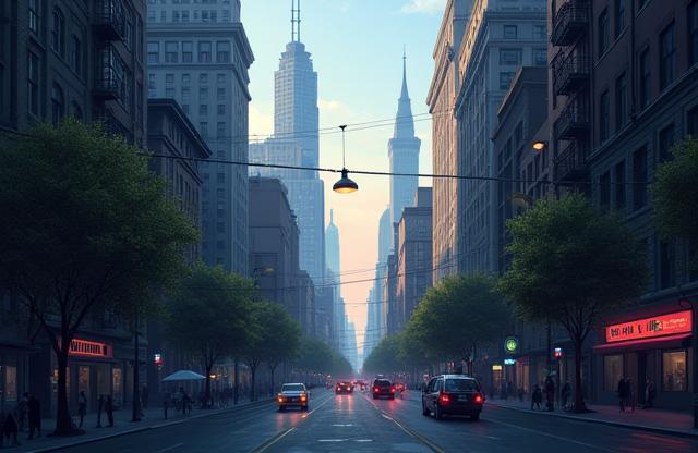 Illustration series titled Urban Dreams, showing stylized cityscapes with fantasy elements