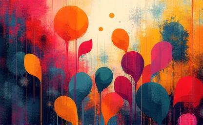Abstract digital illustration with vibrant colors and organic shapes